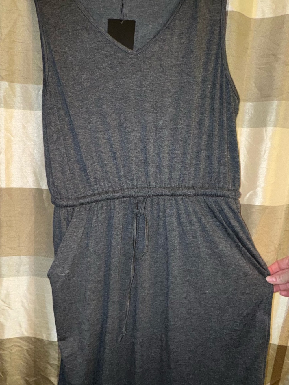 Sleeveless V-Neck Dress in Charcoal Gray
